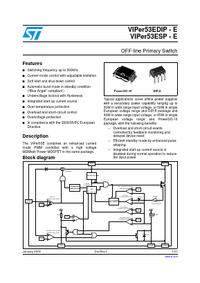 VIPER53ESPTR-E Datasheet PDF STMicroelectronics