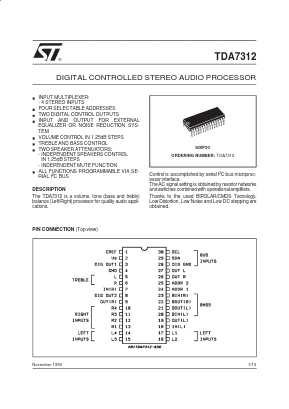 TDA7312 Datasheet PDF STMicroelectronics