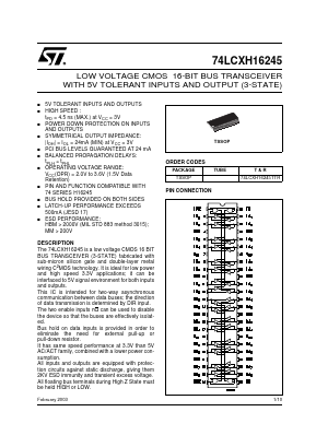 74LCXH16245TTR Datasheet PDF STMicroelectronics