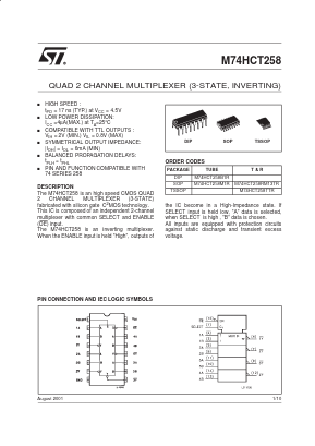 M74HCT258 Datasheet PDF STMicroelectronics