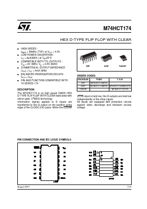 M74HCT174RM13TR Datasheet PDF STMicroelectronics