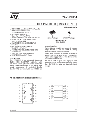 74VHCU04M Datasheet PDF STMicroelectronics