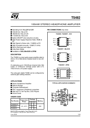 TS482IQT Datasheet PDF STMicroelectronics