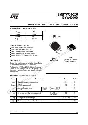 BYW4200B Datasheet PDF STMicroelectronics