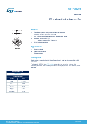 STTH20003TV Datasheet PDF STMicroelectronics
