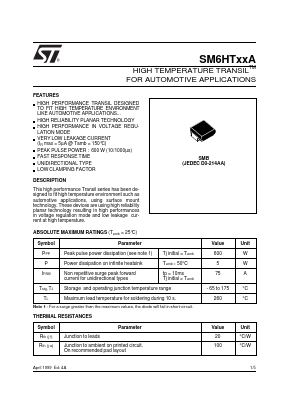 SM6HTXXA Datasheet PDF STMicroelectronics