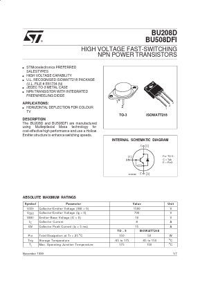 BU208D Datasheet PDF STMicroelectronics
