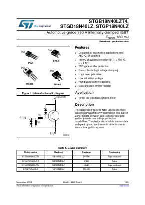 STGD18N40LZT4 Datasheet PDF STMicroelectronics