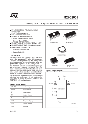 M27C2001-10B1E Datasheet PDF STMicroelectronics