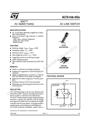 ACS108-5SA-TR Datasheet PDF STMicroelectronics