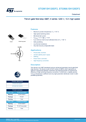 G15H120DF2 Datasheet PDF STMicroelectronics