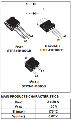 STPS41H100CG-TR Datasheet PDF STMicroelectronics