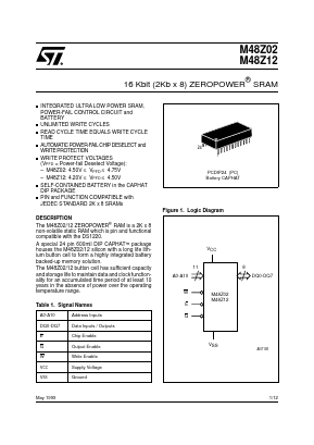 M48Z02_99 Datasheet PDF STMicroelectronics
