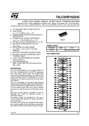 74LCXHR162245 Datasheet PDF STMicroelectronics