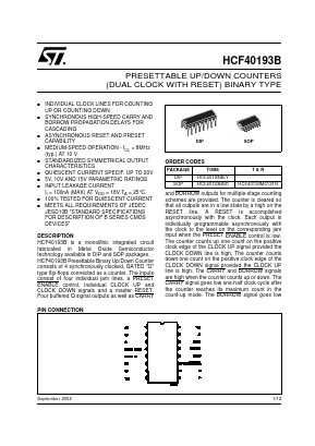 HCF40193BEY_02 Datasheet PDF STMicroelectronics