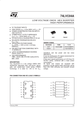 74LVC04A Datasheet PDF STMicroelectronics
