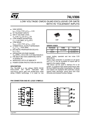 74LVX86TTR_01 Datasheet PDF STMicroelectronics