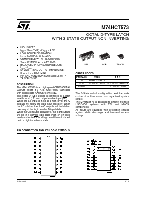 M74HCT573M1R Datasheet PDF STMicroelectronics