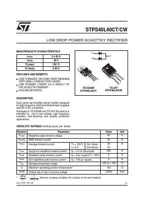 STPS40L40CW Datasheet PDF STMicroelectronics