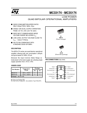 MC33174DT Datasheet PDF STMicroelectronics