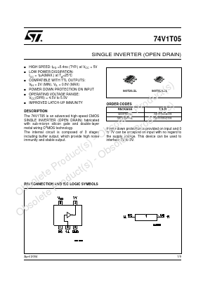 74V1G05 Datasheet PDF STMicroelectronics