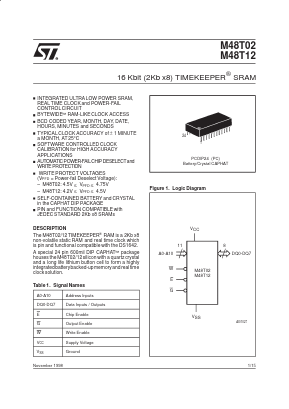 M48T02-200PC1 Datasheet PDF STMicroelectronics