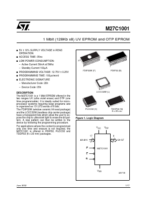 M27C1001-25XB3X Datasheet PDF STMicroelectronics