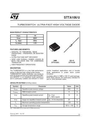 STTA106U Datasheet PDF STMicroelectronics