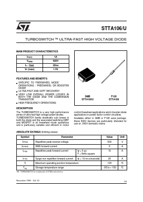 STTA106RL Datasheet PDF STMicroelectronics