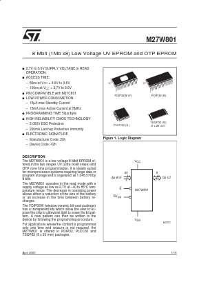 M27W801-120N6TR Datasheet PDF STMicroelectronics