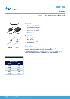 STTH1R02QRL Datasheet PDF STMicroelectronics