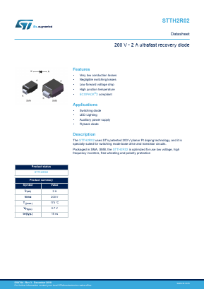 STTH2R02 Datasheet PDF STMicroelectronics