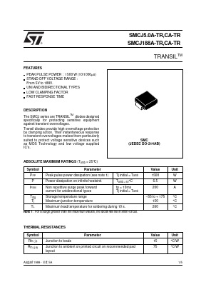 SMCJ50A-TR Datasheet PDF STMicroelectronics