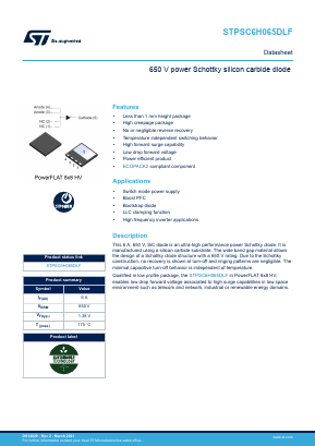 STPSC6H065DLF Datasheet PDF STMicroelectronics