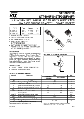 STB30NF10T4 Datasheet PDF STMicroelectronics