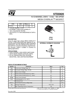 STD5N20T4 Datasheet PDF STMicroelectronics