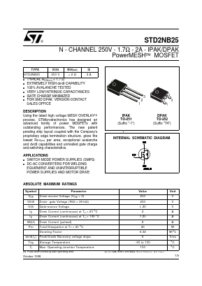 STD2NB25 Datasheet PDF STMicroelectronics