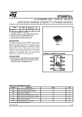 STS9NF3LL Datasheet PDF STMicroelectronics