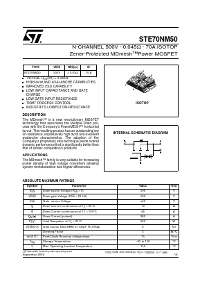 STE70NM50 Datasheet PDF STMicroelectronics