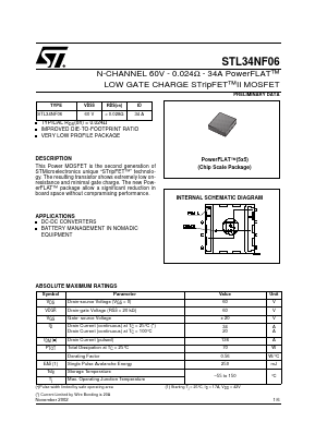 STL34NF06 Datasheet PDF STMicroelectronics