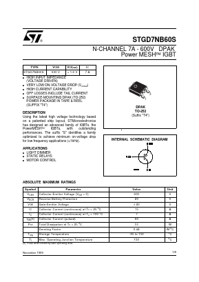 STGD7NB60S Datasheet PDF STMicroelectronics