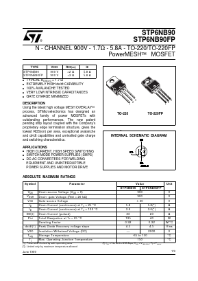 STP6NB90 Datasheet PDF STMicroelectronics