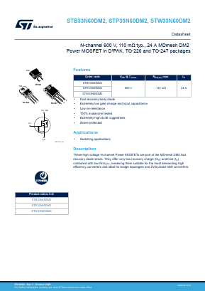 STP33N60DM2 Datasheet PDF STMicroelectronics