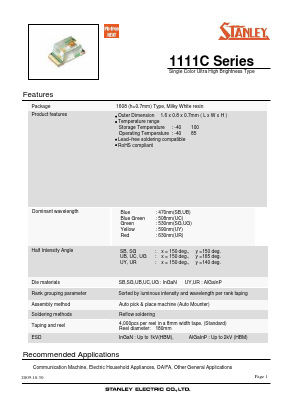 UR1111C Datasheet PDF STANLEY ELECTRIC CO.,LTD.