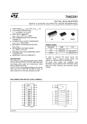 74AC541 Datasheet PDF STMicroelectronics
