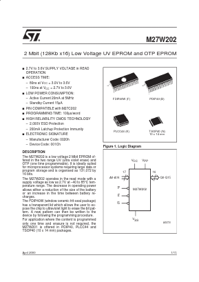 M27W202-100B6TR Datasheet PDF STMicroelectronics