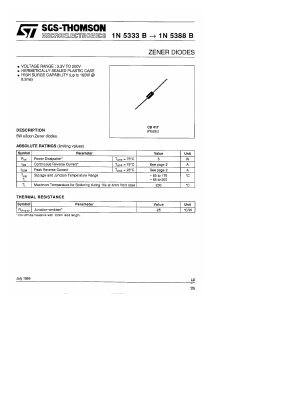 1N5348B Datasheet PDF STMicroelectronics