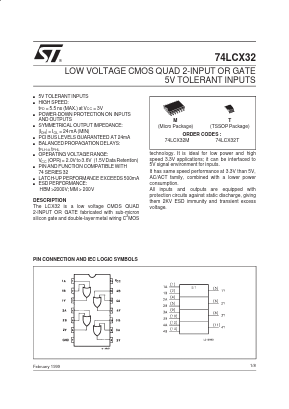 74LCX32T Datasheet PDF STMicroelectronics
