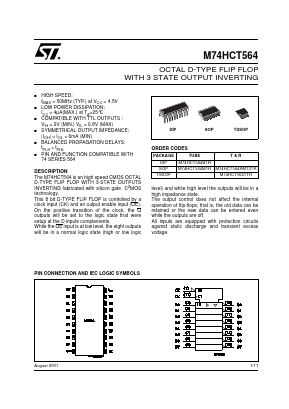 M74HCT564B1R Datasheet PDF STMicroelectronics