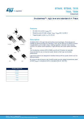 T810-800H-TR Datasheet PDF STMicroelectronics